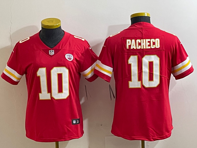 Women's Kansas City Chiefs #10 Isiah Pacheco Red Vapor Stitched Jersey(Run Small)